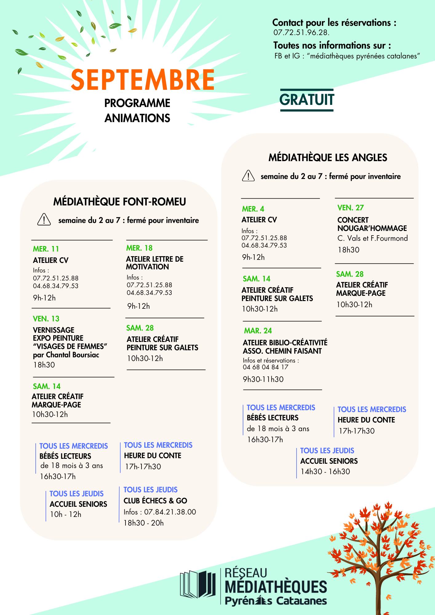 Programme médiathèque de Font-Romeu Septembre